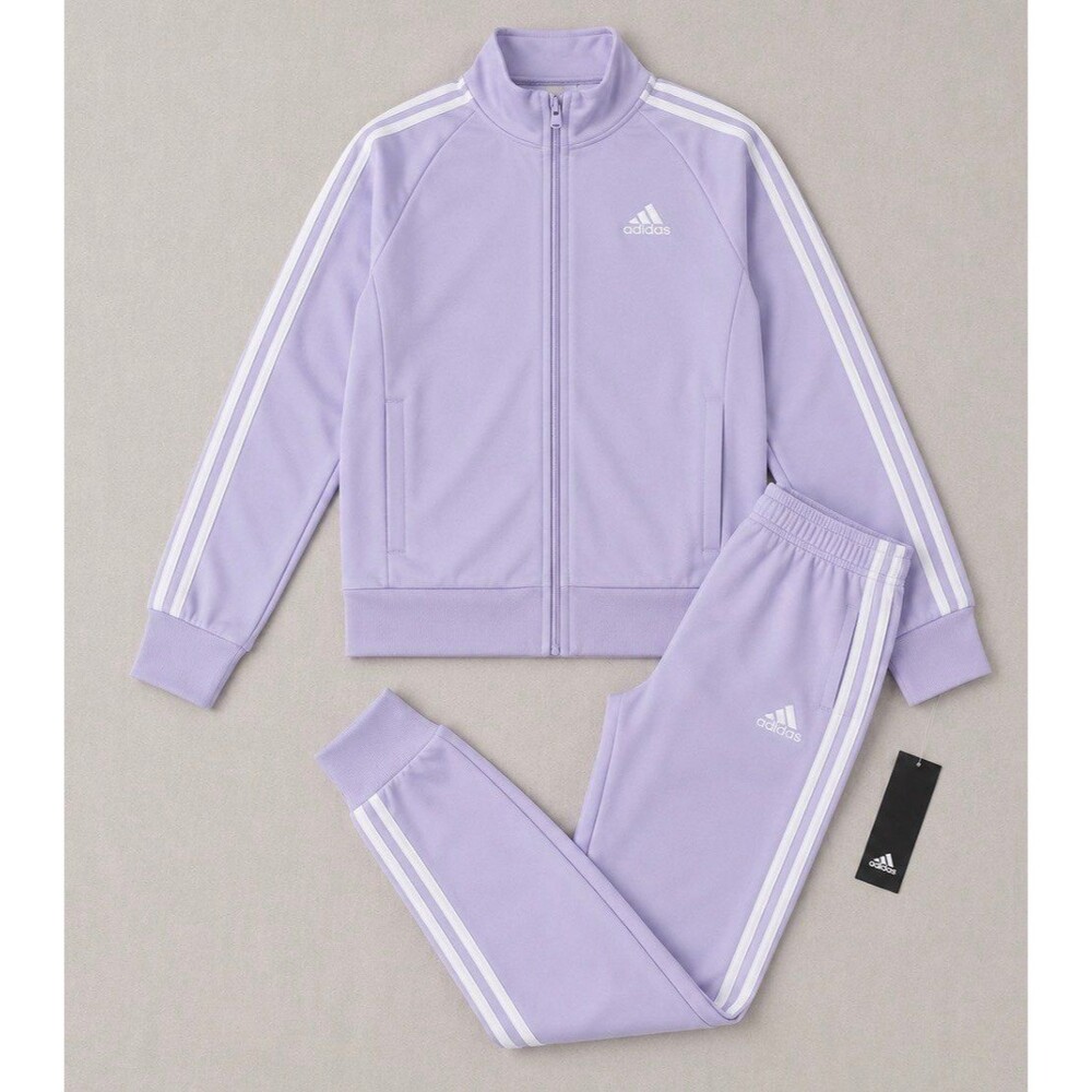 Adidas Girls Light Purple Tricot Zip Jacket & Joggers Track Suit Set 6 NWT